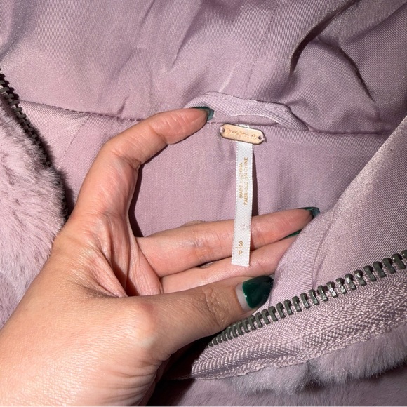 Free People Turn Up Zip Off Lavender Haze Faux Fur Jacket Small Oversized Hooded - Picture 4 of 6